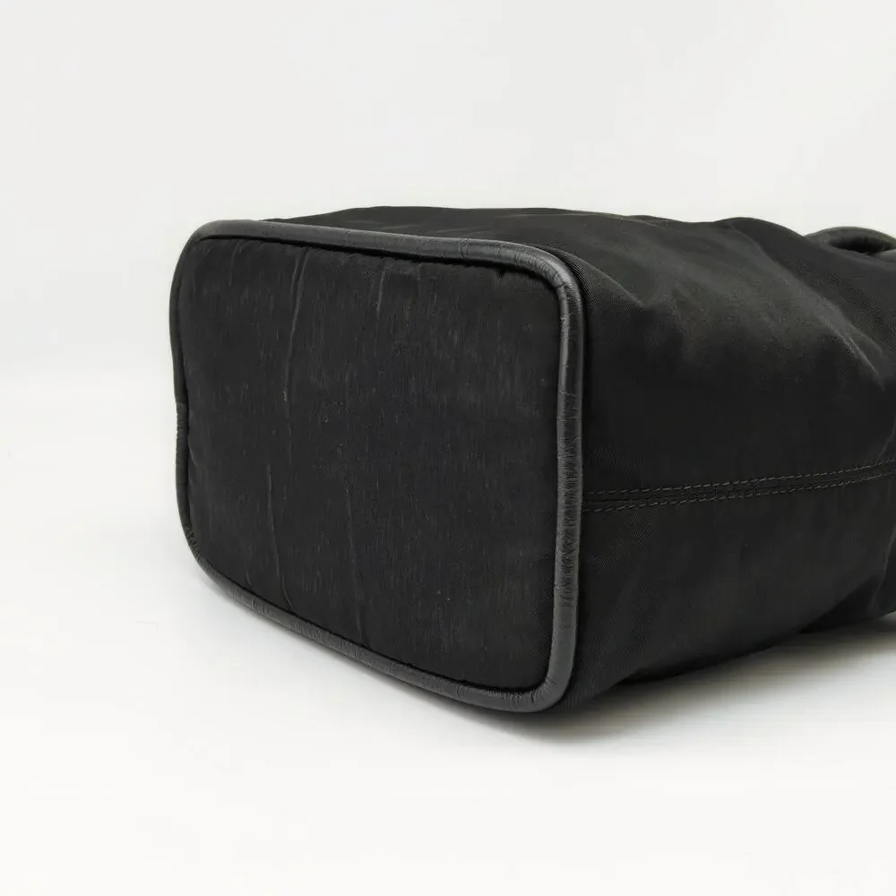 Vintage Celine Paris Black Nylon Leather Trim Tote Handbag Italy